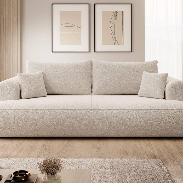 NADUVI Collection 3-zitbank Philipa bouclé met slaapfunctie