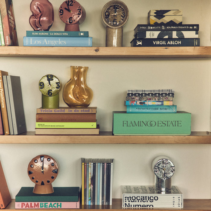 HKliving Retro Ceramics Tafelklok - Chrome