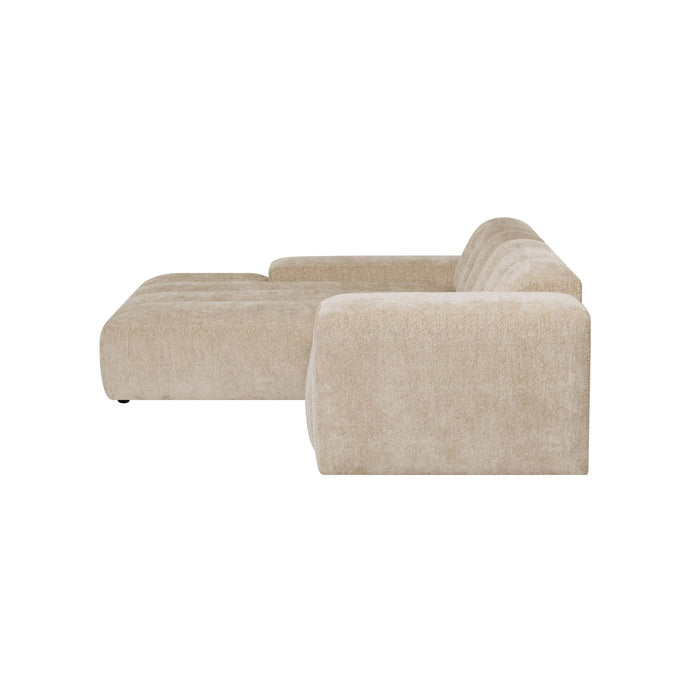 by fonQ Plume 2,5-zits Hoekbank met Chaise Longue XL Links - Chenille - Beige