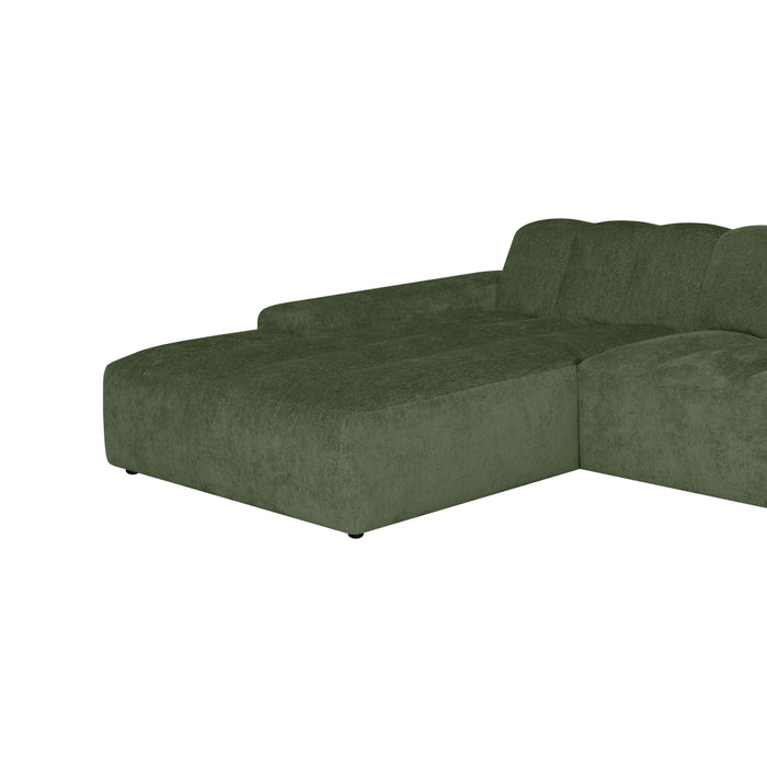 by fonQ Plume 2,5-zits Hoekbank met Chaise Longue XL Links - Chenille - Groen
