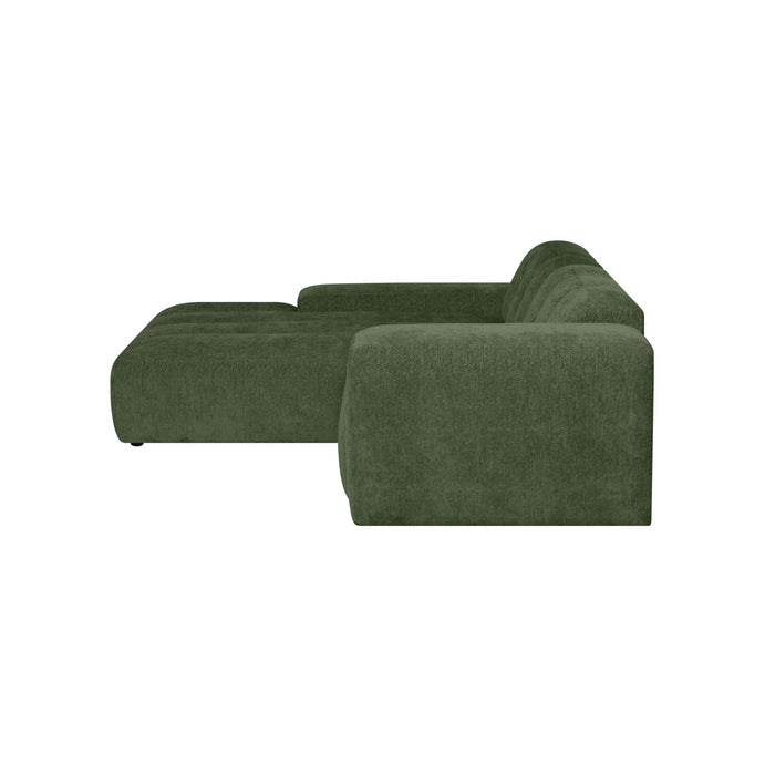 by fonQ Plume 3-zits Hoekbank met Chaise Longue XL Links - Chenille - Groen