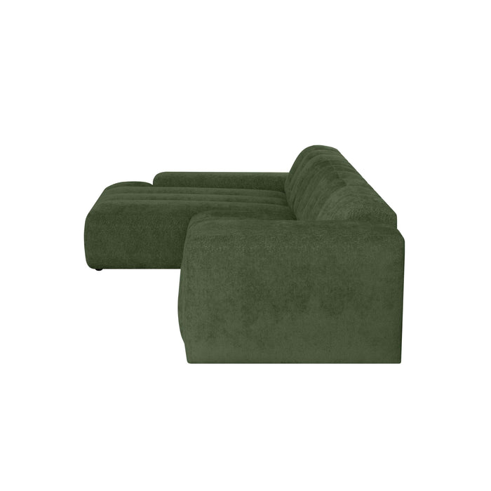 by fonQ Plume 4-zits Hoekbank met Chaise Longue Links - Chenille - Groen