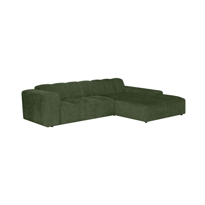 by fonQ Plume 3-zits Hoekbank met Chaise Longue XL Rechts - Chenille - Groen