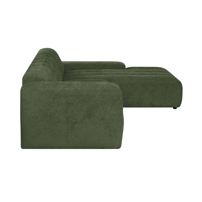 by fonQ Plume 4-zits Hoekbank met Chaise Longue XL Rechts - Chenille - Groen