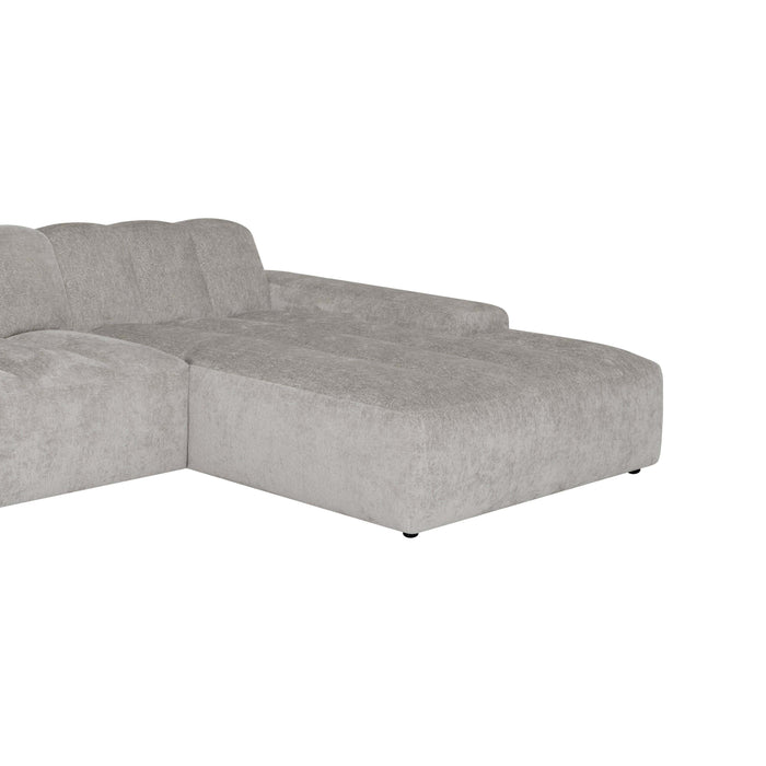 by fonQ Plume 2,5-zits Hoekbank met Chaise Longue XL Rechts - Chenille - Grijs