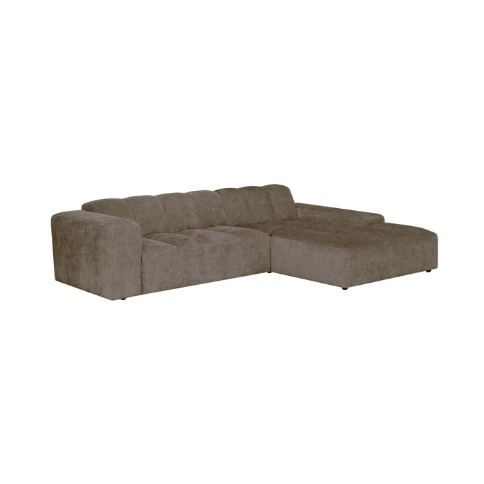 by fonQ Plume 3-zits Hoekbank met Chaise Longue XL Rechts - Chenille - Mocca