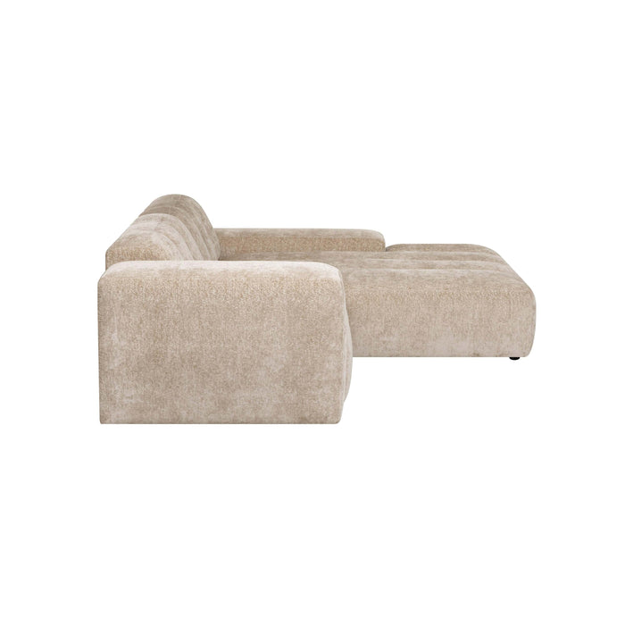 by fonQ Plume 3-zits Hoekbank met Chaise Longue XL Rechts - Chenille - Beige