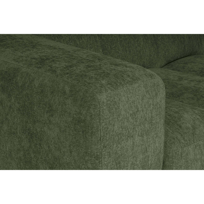 by fonQ Plume 2,5-zits Hoekbank met Chaise Longue Links - Chenille - Groen