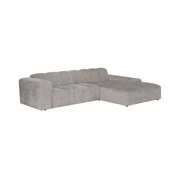 by fonQ Plume 3-zits Hoekbank met Chaise Longue XL Rechts - Chenille - Grijs