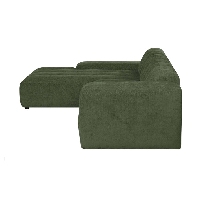 by fonQ Plume 4-zits Hoekbank met Chaise Longue XL Links - Chenille - Groen