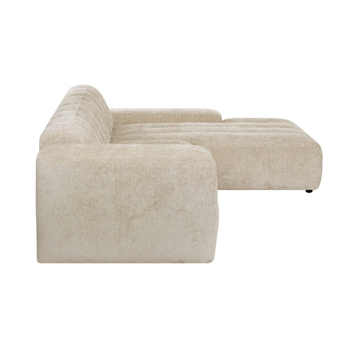 by fonQ Plume 4-zits Hoekbank met Chaise Longue XL Rechts - Chenille - Beige