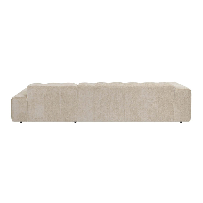 by fonQ Plume 4-zits Hoekbank met Chaise Longue XL Rechts - Chenille - Beige