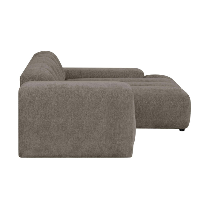 by fonQ Plume 2,5-zits Hoekbank met Chaise Longue Rechts - Chenille - Mocca