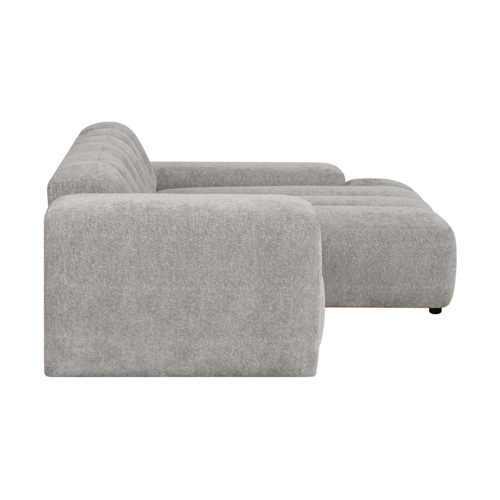 by fonQ Plume 2,5-zits Hoekbank met Chaise Longue Rechts - Chenille - Grijs