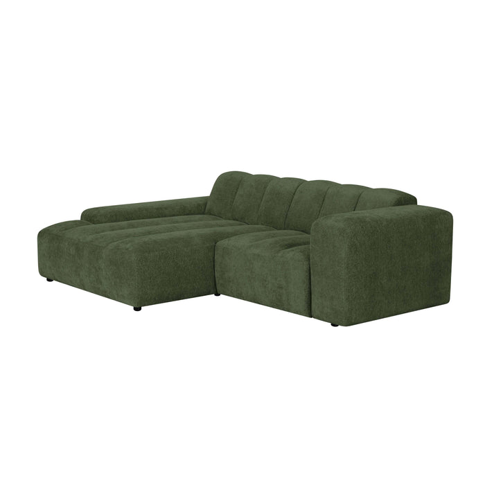 by fonQ Plume 2,5-zits Hoekbank met Chaise Longue Links - Chenille - Groen