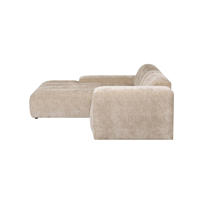 by fonQ Plume 3-zits Hoekbank met Chaise Longue XL Links - Chenille - Beige