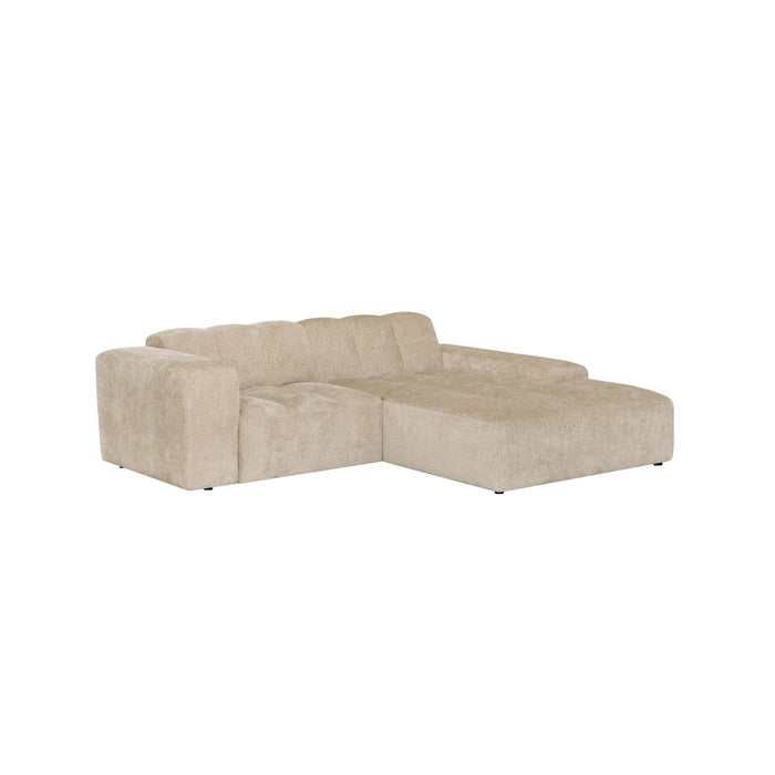 by fonQ Plume 2,5-zits Hoekbank met Chaise Longue XL Rechts - Chenille - Beige