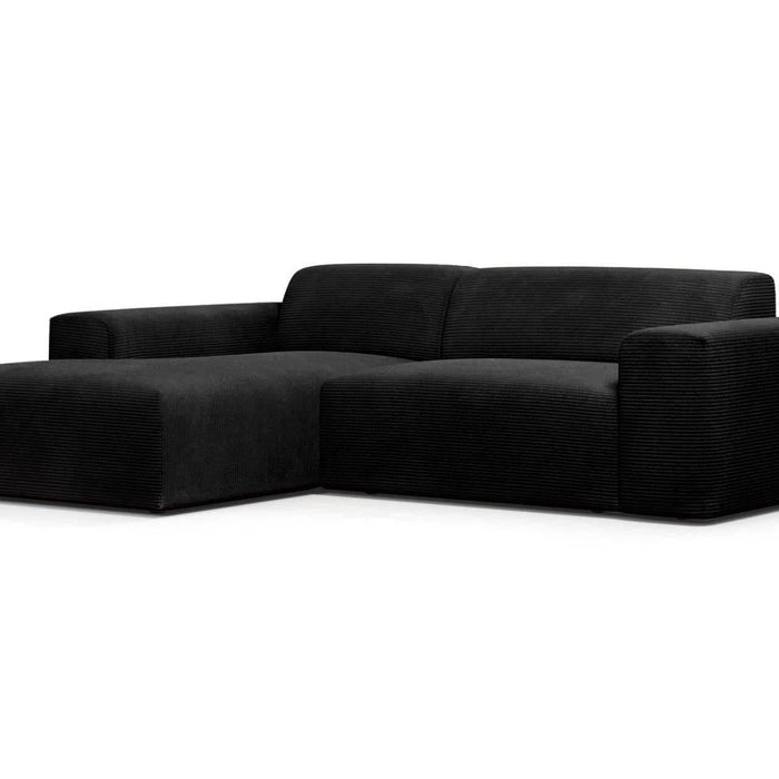 NADUVI Collection Nina Hoekbank Links - Ribstof - Zwart