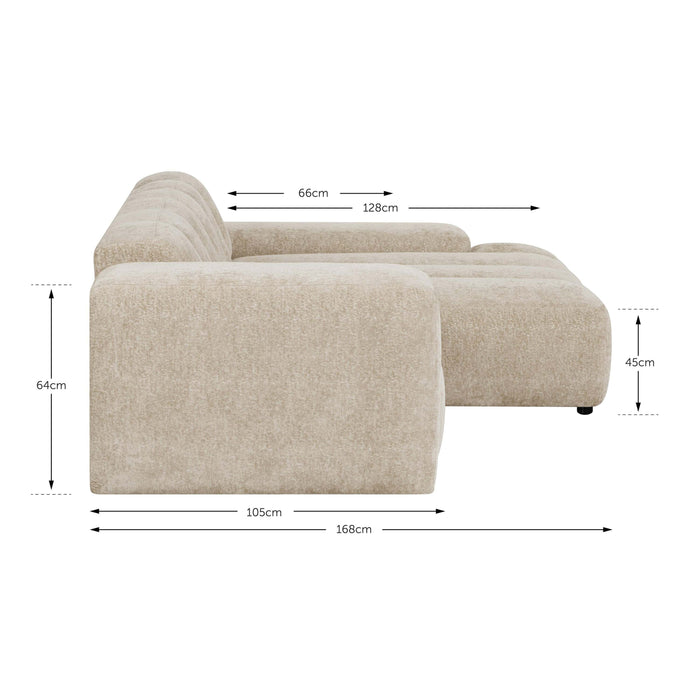 by fonQ Plume 2,5-zits Hoekbank met Chaise Longue Rechts - Chenille - Grijs