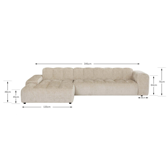 by fonQ Plume 4-zits Hoekbank met Chaise Longue XL Links - Chenille - Antraciet