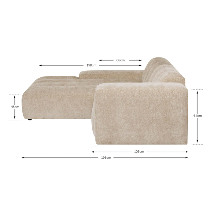 by fonQ Plume 2,5-zits Hoekbank met Chaise Longue XL Links - Chenille - Terra