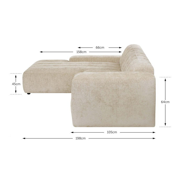 by fonQ Plume 4-zits Hoekbank met Chaise Longue XL Links - Chenille - Groen