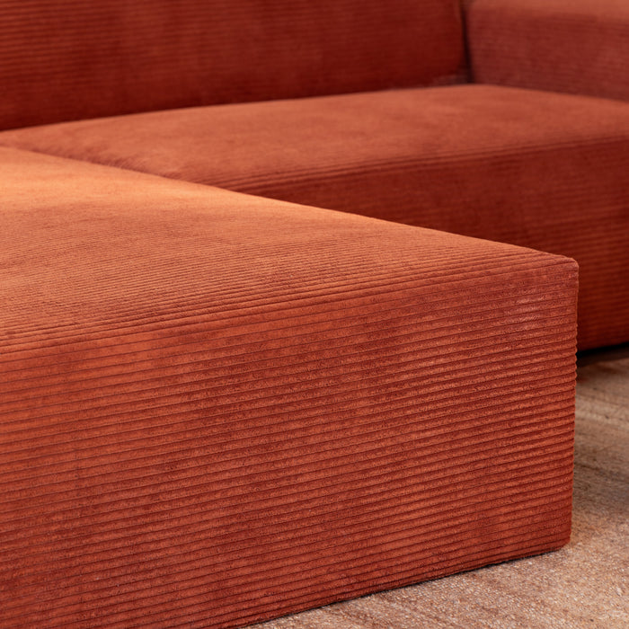 NADUVI Collection Nina Hoekbank Links - Ribstof - Terra Cotta