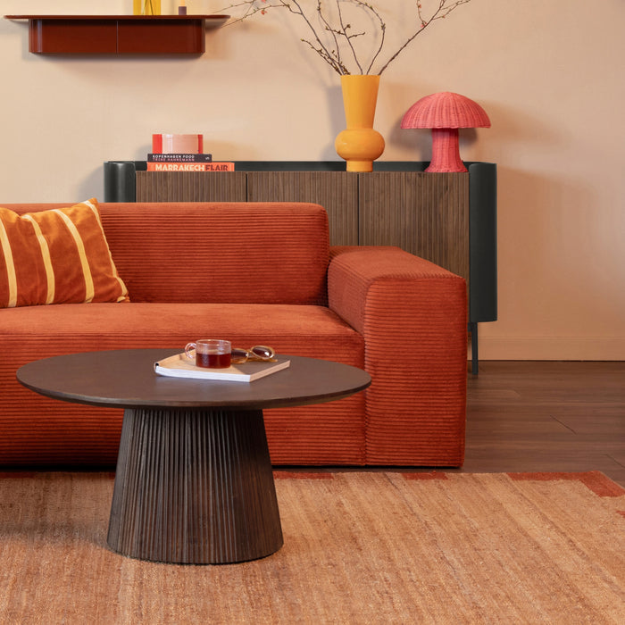 NADUVI Collection Nina Big Hoekbank Links - Ribstof - Terra Cotta