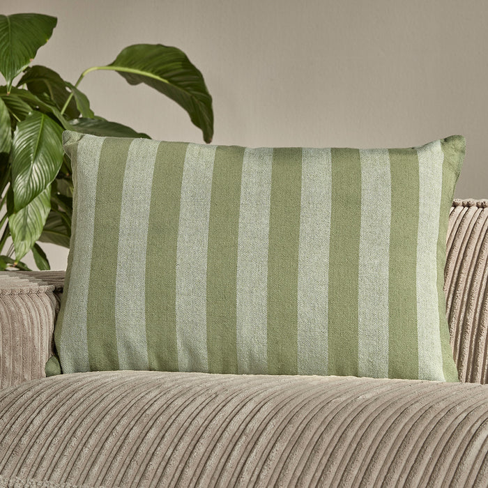 by fonQ Linen Stripe Sierkussen 40 x 60 cm - Groen