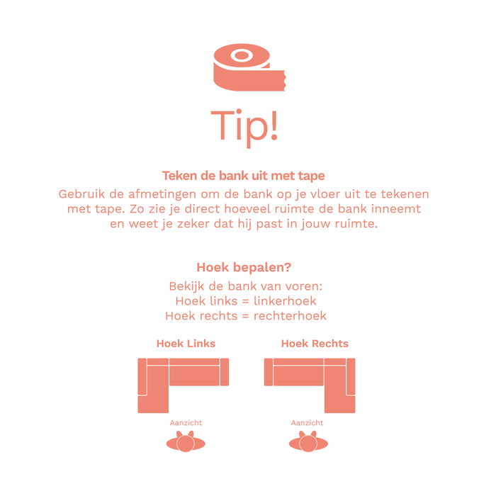 WOOOD Sloping Hoekbank Rechts - Velvet - Brass