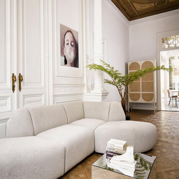 HKliving Jax Bank Element - Hocker - Geweven Stof - Naturel Melange