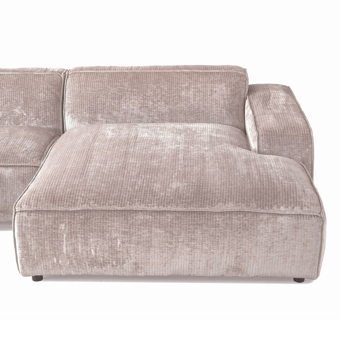 by fonQ Chunky Hoekbank met Chaise Longue Rechts - Rib - Taupe