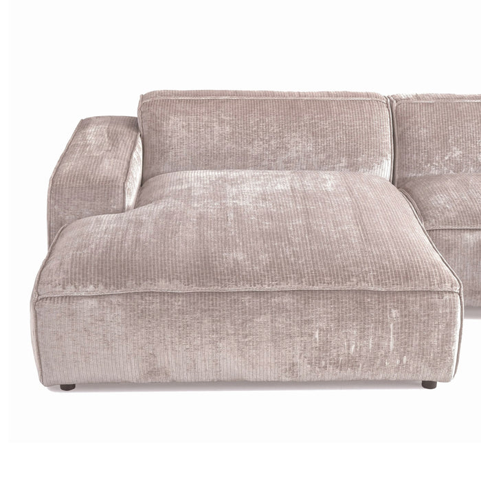 by fonQ Chunky Hoekbank met Chaise Longue Links - Rib - Taupe