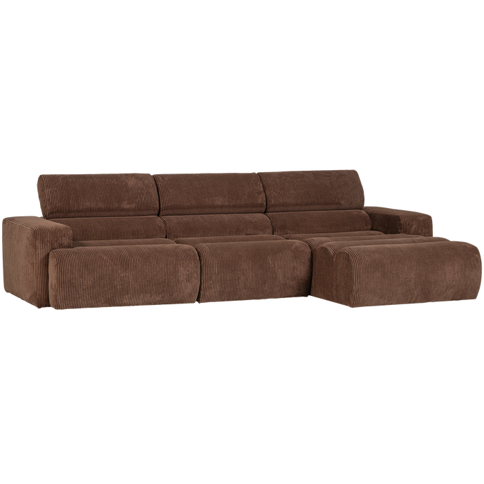 WOOOD Novi Chaise Longue Bank Rechts - Ribstof - Grijsbruin