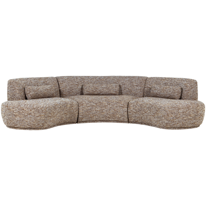 WOOOD Batavier Half Ronde Bank 6-Zits - Polyester - Lichtbruin Melange