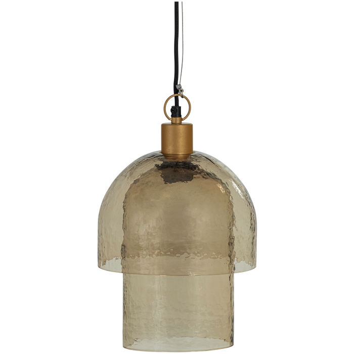 WOOOD Gigi Hanglamp Dubbele Kap - Gehamerd Glas - Naturel - 31x22x22