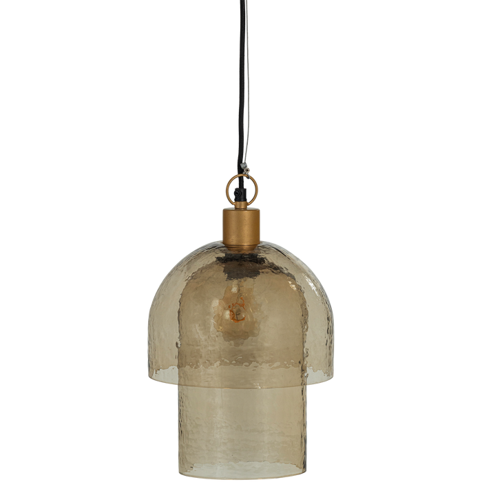 WOOOD Gigi Hanglamp Dubbele Kap - Gehamerd Glas - Naturel - 31x22x22