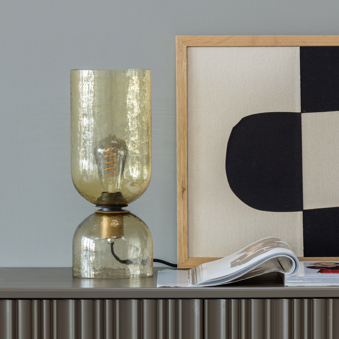 WOOOD Gigi Tafellamp Gehamerd Glas 38xØ15 cm - Naturel