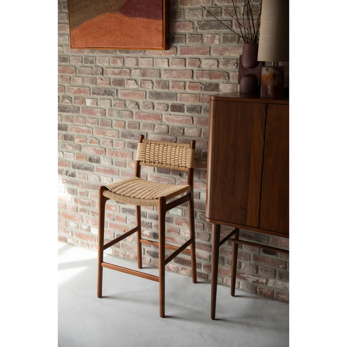 Dutchbone Cecile Counter| Barkruk met Rugleuning Walnoot - Bruin