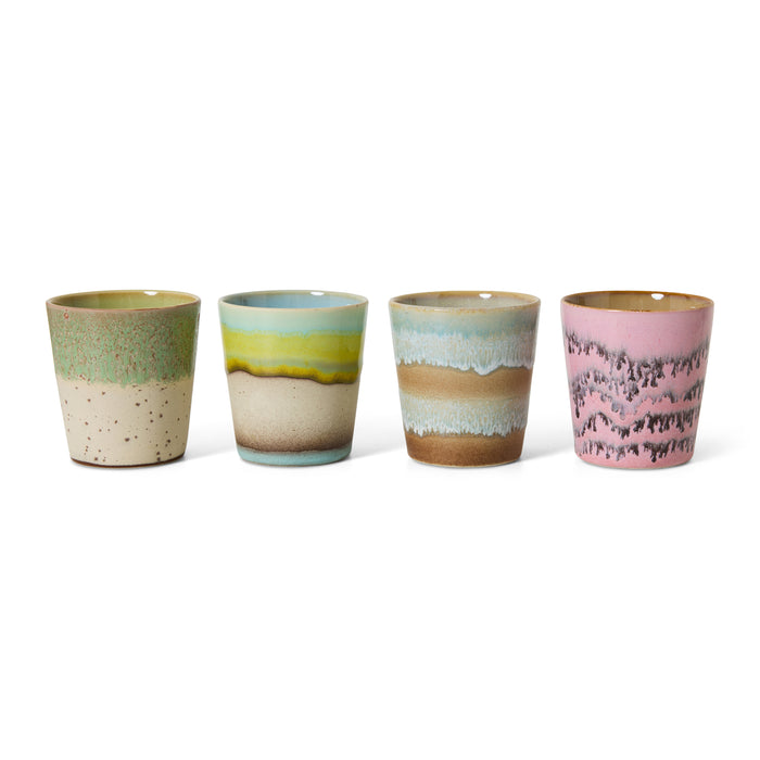 HKliving 70's Ceramics Mokken 0,23 L - Set van 4 - Pop Art