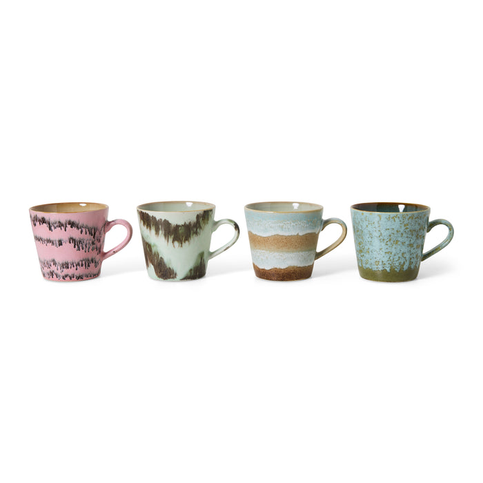 HKliving 70's Ceramics Cappuccinomok 0,33 L - Set van 4 - Dada