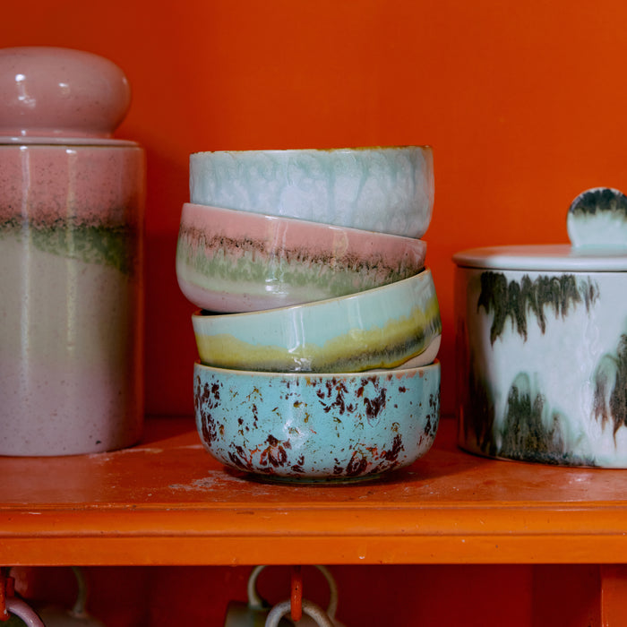 HKliving 70's Ceramics Dessert Kommen Ø 12,5 cm - Set van 4 - Impression