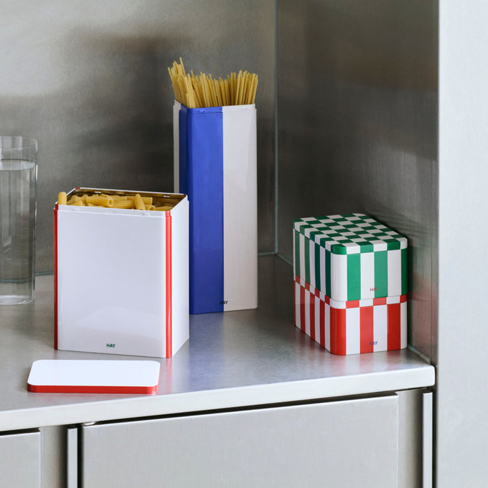 HAY Tin Voorraadblik Large - Off-White / Rood