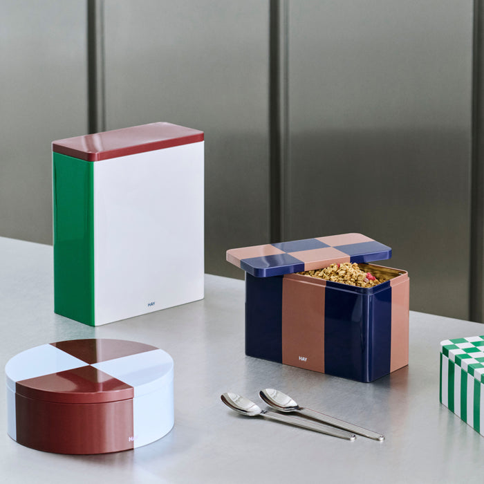 HAY Tin Voorraadblik X-Large - Off-White / Burgundy / Groen