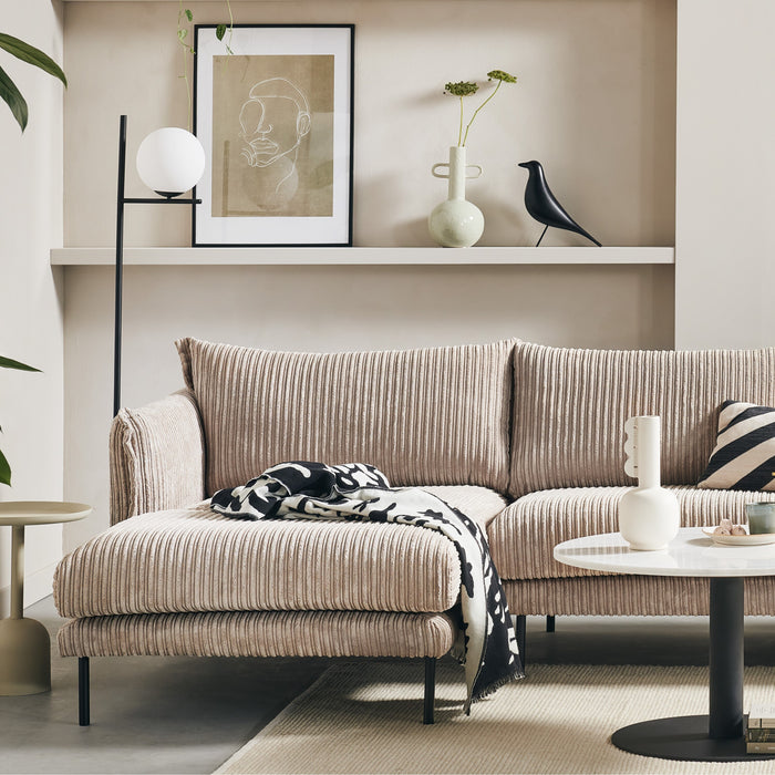 by fonQ Ribbon Hoekbank met Chaise Longue Links - Rib - Mink