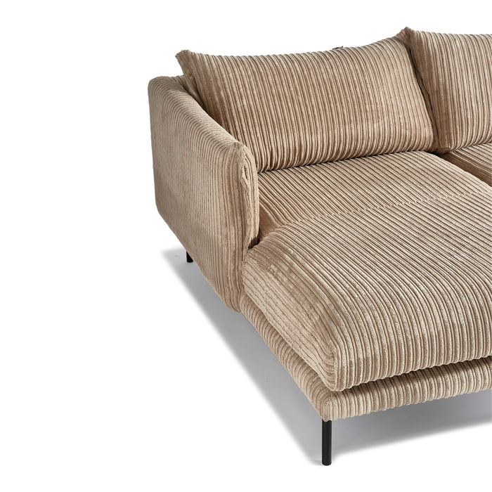 by fonQ Ribbon Hoekbank met Chaise Longue Links - Rib - Mink