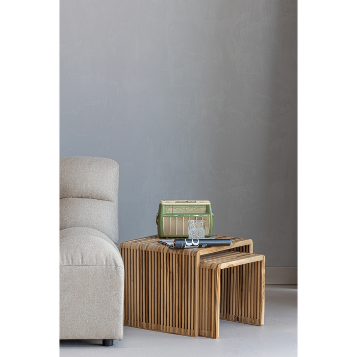 WOOOD Jasmijn Bijzettafels - Recycled Teak - Naturel - Set van 2