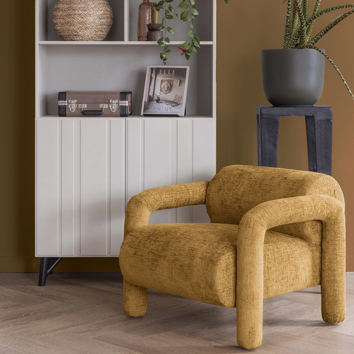 WOOOD Lenny Fauteuil - Polyester - Goud|Geel - 65x76x82
