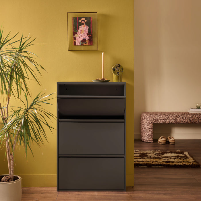 by fonQ Klip Schoenenkast - 3 Vakken - Zwart