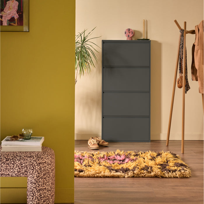 by fonQ Klip Schoenenkast - 4 Vakken - Zwart